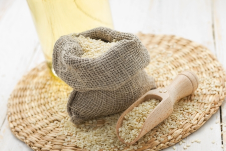 Sesame seeds and oilの写真素材