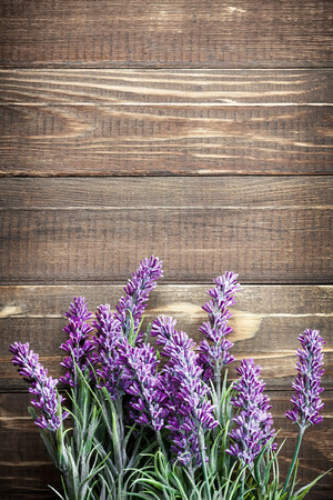 lavender on wooden surfaceの写真素材