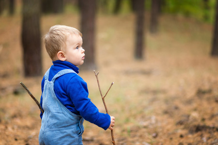 boy in a forestの写真素材