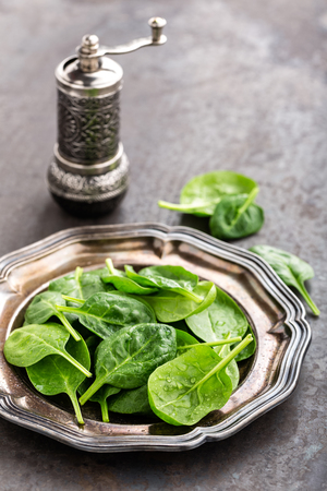 Fresh baby spinach leavesの写真素材