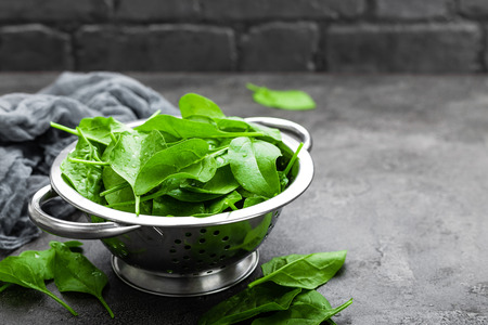 Spinach. Fresh spinach leavesの写真素材