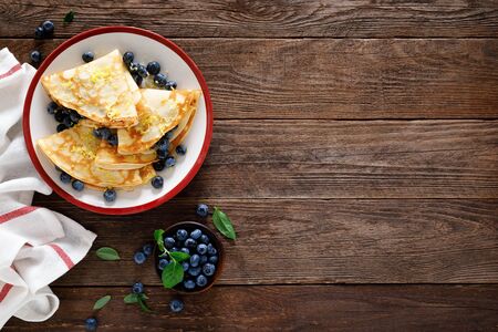 Sweet crepes filled with fresh blueberryの写真素材