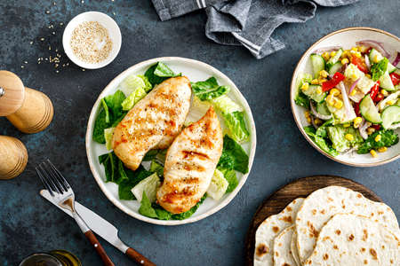 Grilled chicken breast, barbecued meatの写真素材