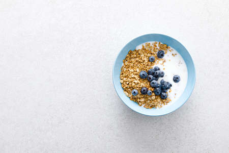 Granola with yogurt and blueberryの写真素材