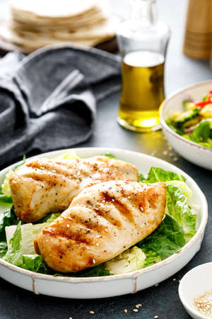 Grilled chicken breast, barbecued meatの写真素材