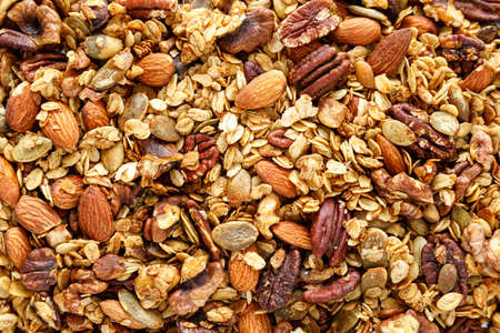 Granola, muesli with nuts for breakfast, healthy food, diet.の写真素材