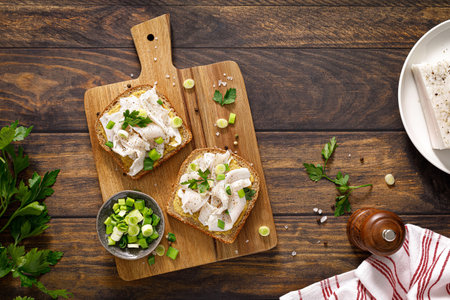 Lard sandwich. Ukraine salo with bread. Traditional Ukrainian food. Sandwich with salted lard....