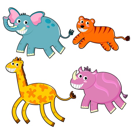 Set of happy cartoon animalsのイラスト素材