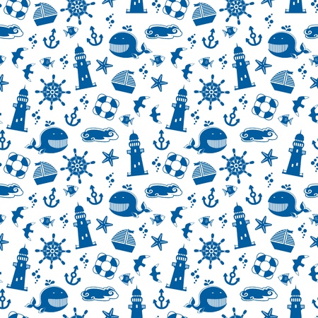 Seamless pattern with summer and sea symbolsのイラスト素材