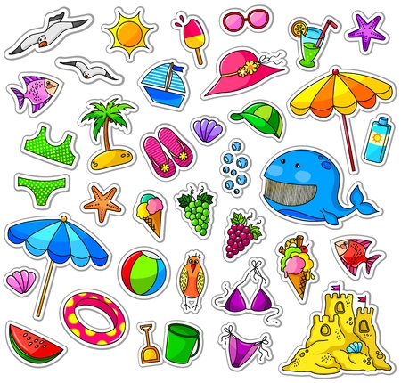 Big collection of summer iconsのイラスト素材