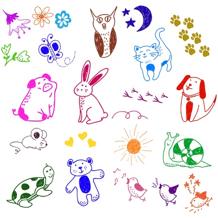 animal doodlesのイラスト素材