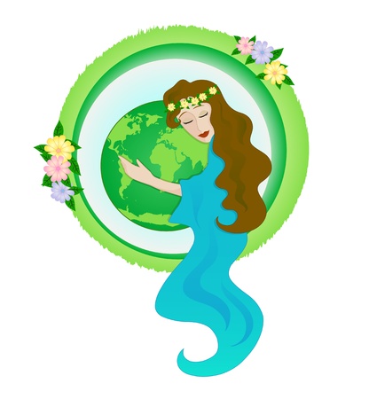 woman hugging the earthのイラスト素材
