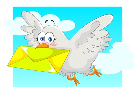pigeon carrying a letterのイラスト素材