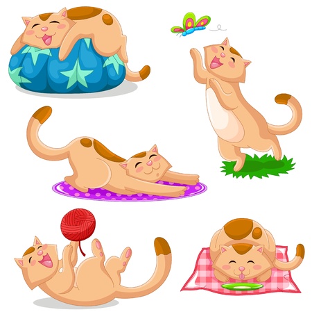 set of cats in different positionsのイラスト素材