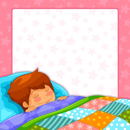 boy sleeping over starry background with copy spaceのイラスト素材