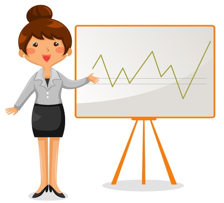 business woman presenting a chart on the whiteboardのイラスト素材