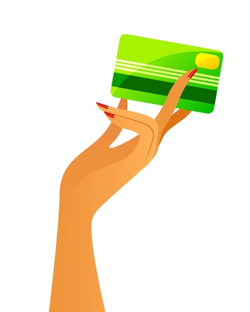 woman s hand holding a credit cardのイラスト素材