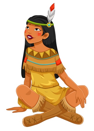 Indian native American girl のイラスト素材