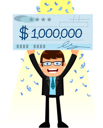 man holding a huge check of one million dollarのイラスト素材