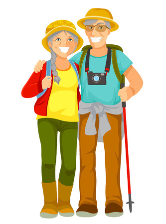 Happy senior couple traveling togetherのイラスト素材