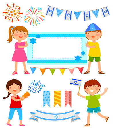 set of cartoons for Israel's Independence Dayのイラスト素材