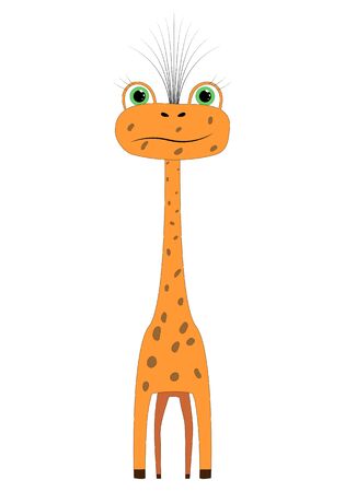 Funny giraffe is standing. Animals of Africa. Lovely wild animal. Happy animals. Isolated on white.のイラスト素材