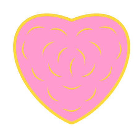 Pink heart with gold edge and golden lines isolated on white background.のイラスト素材