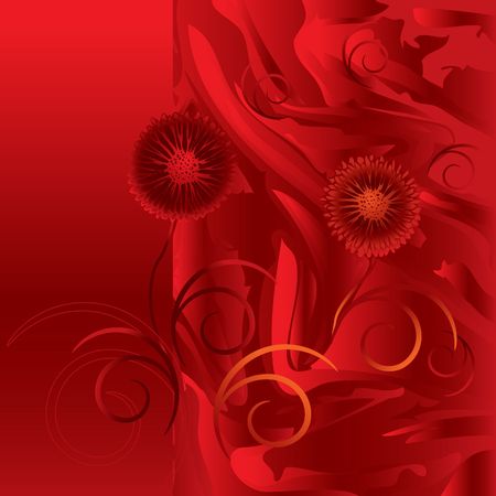 Red vintage tenderness background with ornament and graphic element.のイラスト素材