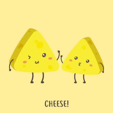 pair of cute happy cheese vector designのイラスト素材
