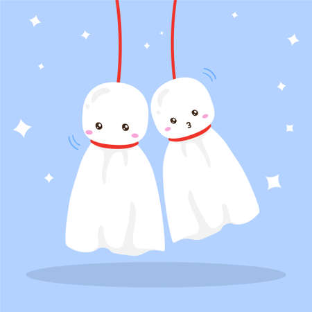 Cute happy japanese rain doll vector design, can be use to make posterのイラスト素材