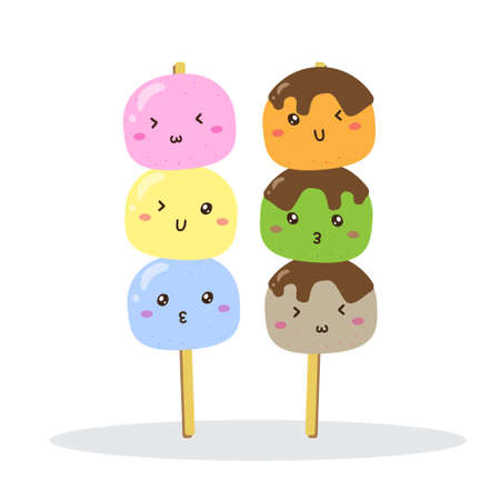 Cute happy dango mochi snack vector design, can be use to make posterのイラスト素材