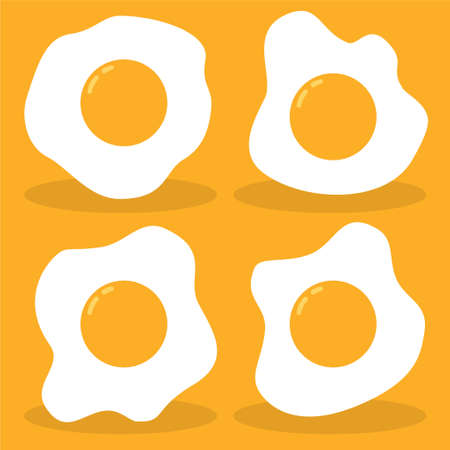 various shape of tasty fried eggs vector design, can be use to make posterのイラスト素材