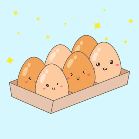 cute happy lovely eggs characters on container box vector design, can be use to make posterのイラスト素材