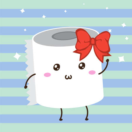 cute happy roll tissue with red ribbon vector design, can be use to make posterのイラスト素材