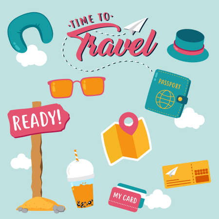 Various time to travel item vector design collection, can be use to make posterのイラスト素材