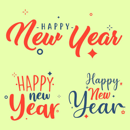 creative happy new year lettering calligraphy vector design collection, can be use to make posterのイラスト素材
