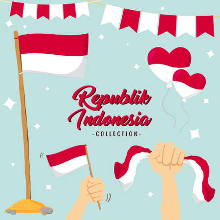 cute happy lovely cool republic Indonesia vector design collection, can be use to make posterのイラスト素材