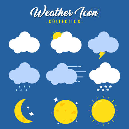 creative various weather icon vector design collection, can be use to make posterのイラスト素材