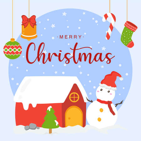 snowy christmas day properties vector design collection, can be use to make posterのイラスト素材