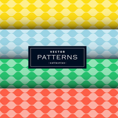 Collection of wavy lines pattern set in four colors, can be use to make backgroundのイラスト素材