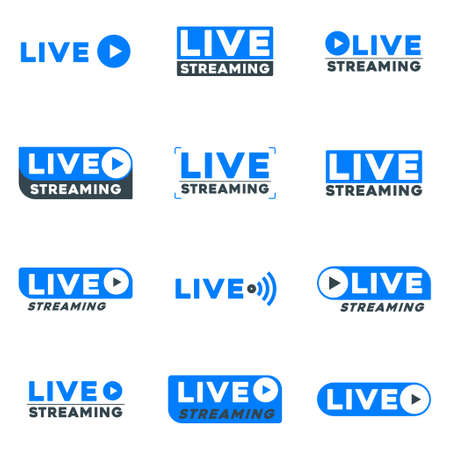 Set of live streaming icons and video broadcasting to complete your live videoのイラスト素材