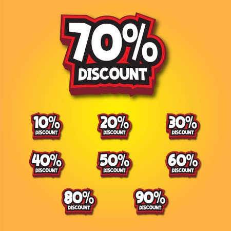 Set of discount labels in bold style to promote your product