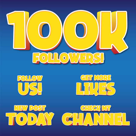 Set of social media labels in bold style to promote your channel