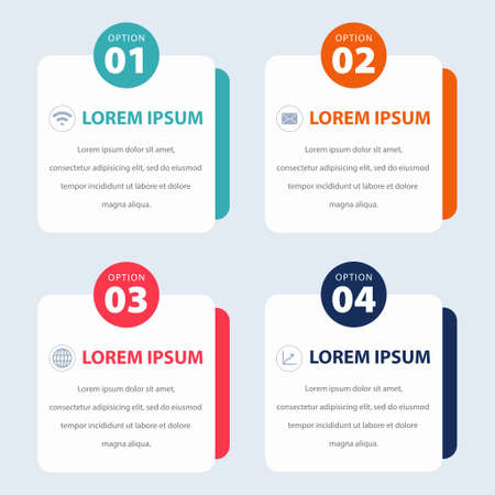 Colorful rounded square infographics flat design to decorate your webのイラスト素材
