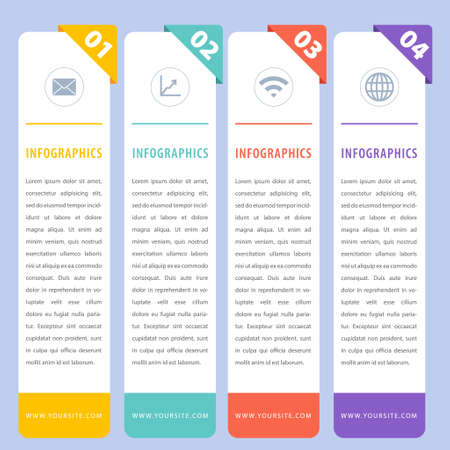 Colorful vertical infographics flat design to decorate your webのイラスト素材
