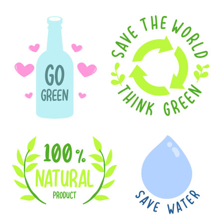 Go Green and Save the Planet Badge Collection perfect to make posterのイラスト素材