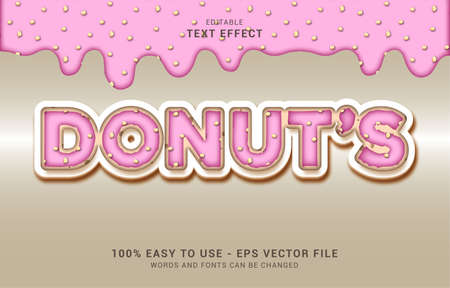 editable text effect, Pink Donut style can be use to make Titleのイラスト素材