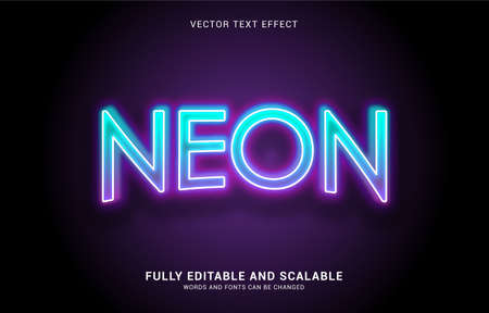 editable text effect, Neon Light style can be use to make Titleのイラスト素材