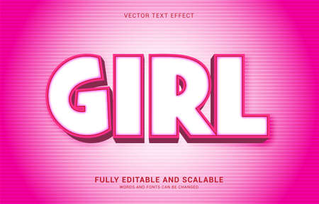 editable text effect, Girl style can be use to make Titleのイラスト素材