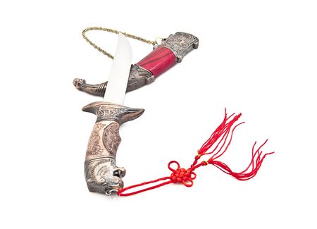 Ancient Hunting Knife On A White Backgroundの写真素材